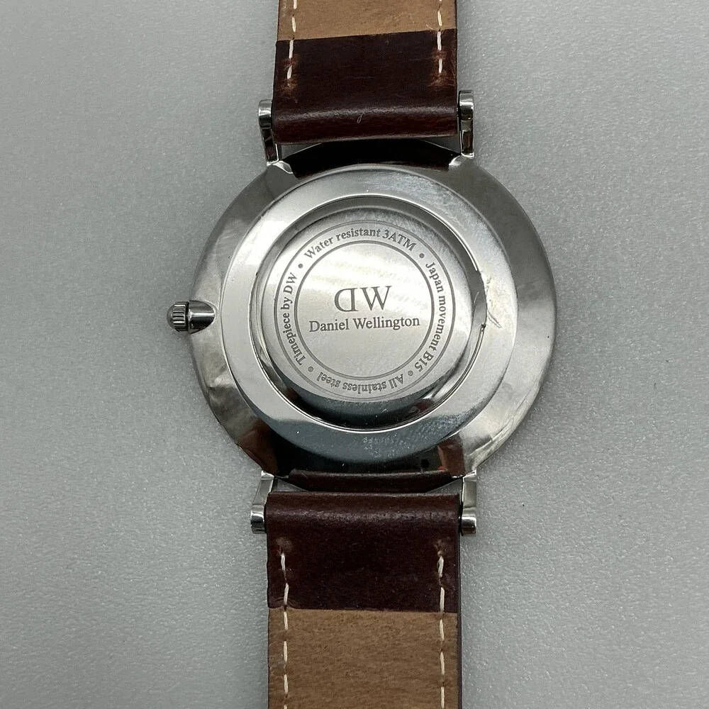Daniel Wellington Womens Watch 36mm White Dial Brown Leather Classic New Battery