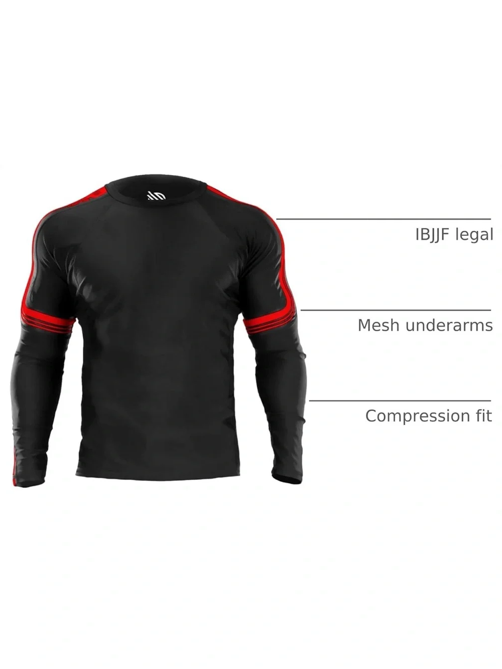 Sanabul Black & Red Long Sleeve Men’s jujutsu rash guard/ workout top