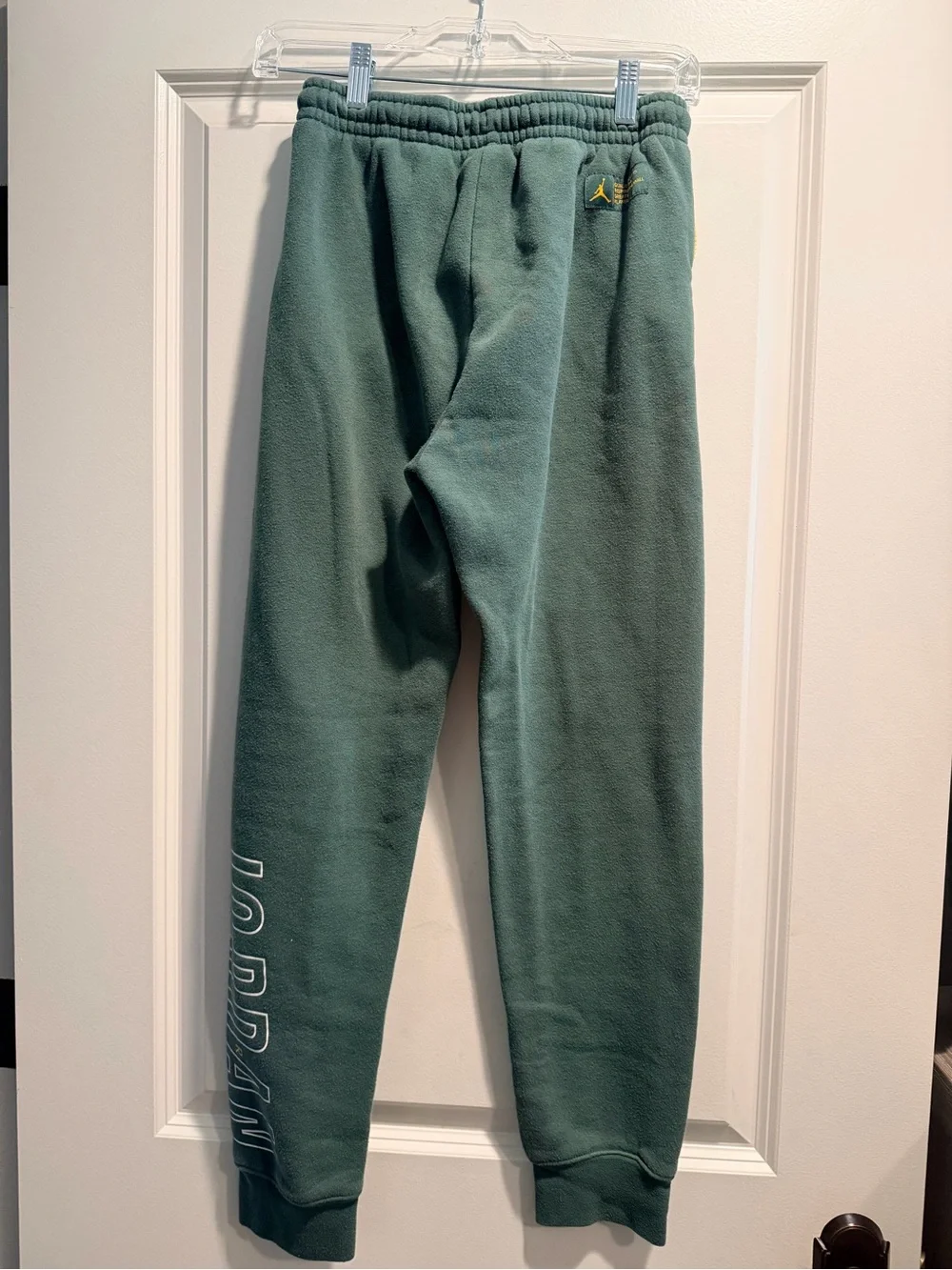 Jordan Boys' Green Fleece Joggers with Yellow Accents
