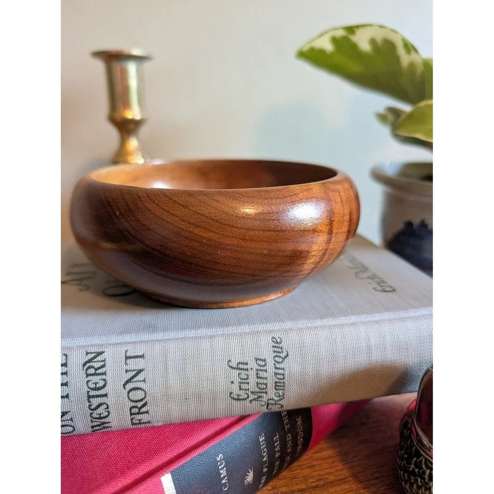 Vintage MCM Myrtlewood Wood Bowl Oregon Poem in Wood Duncan Crofters 5.5