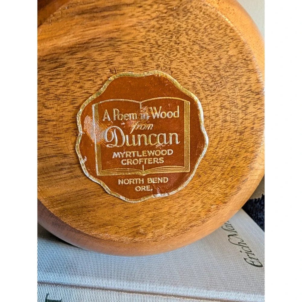 Vintage MCM Myrtlewood Wood Bowl Oregon Poem in Wood Duncan Crofters 5.5