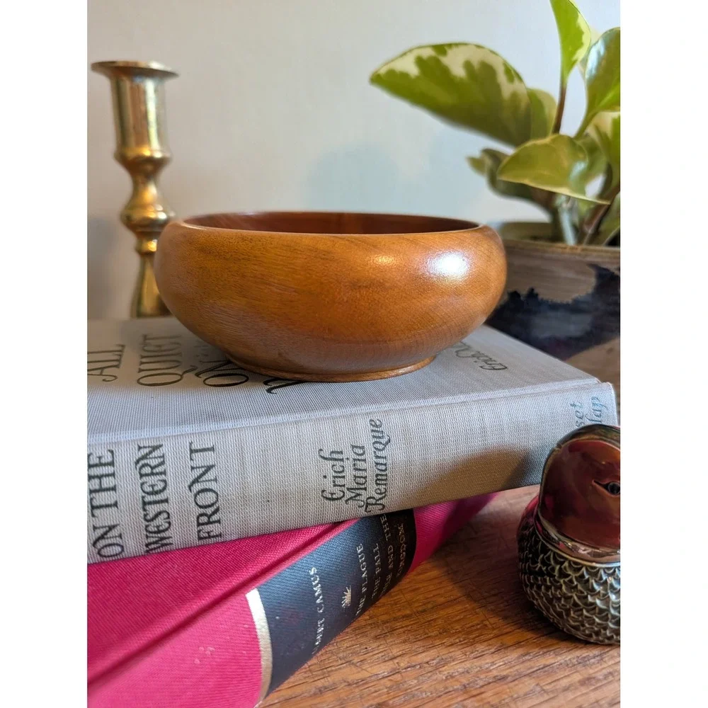 Vintage MCM Myrtlewood Wood Bowl Oregon Poem in Wood Duncan Crofters 5.5