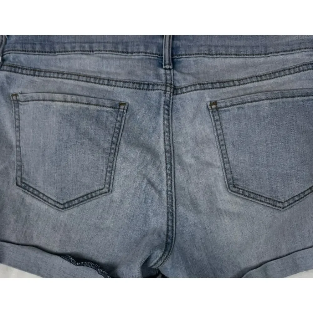 Old Navy Size 8 Semi-Fitted Blue Stretch Denim Cuffed Jean Shorts