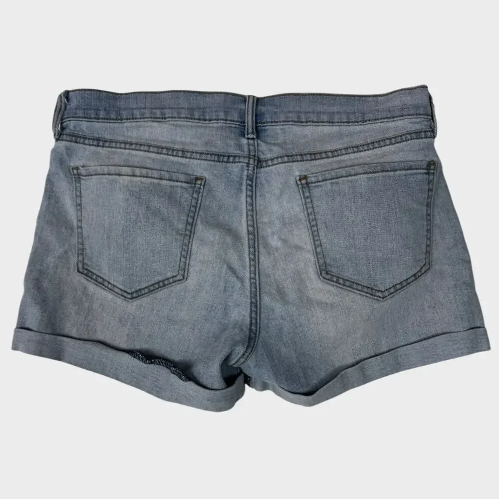 Old Navy Size 8 Semi-Fitted Blue Stretch Denim Cuffed Jean Shorts