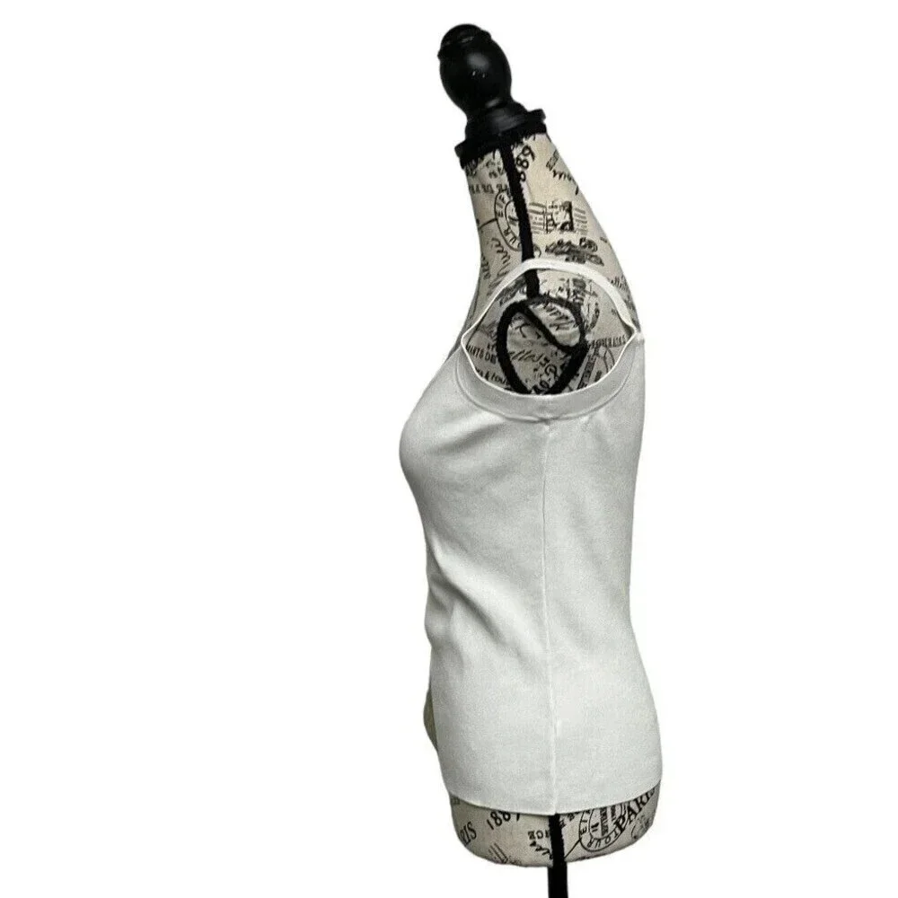 Dana Buchman Ivory Sleeveless Knit Tank Top XS Nylon Blend Pullover Preppy
