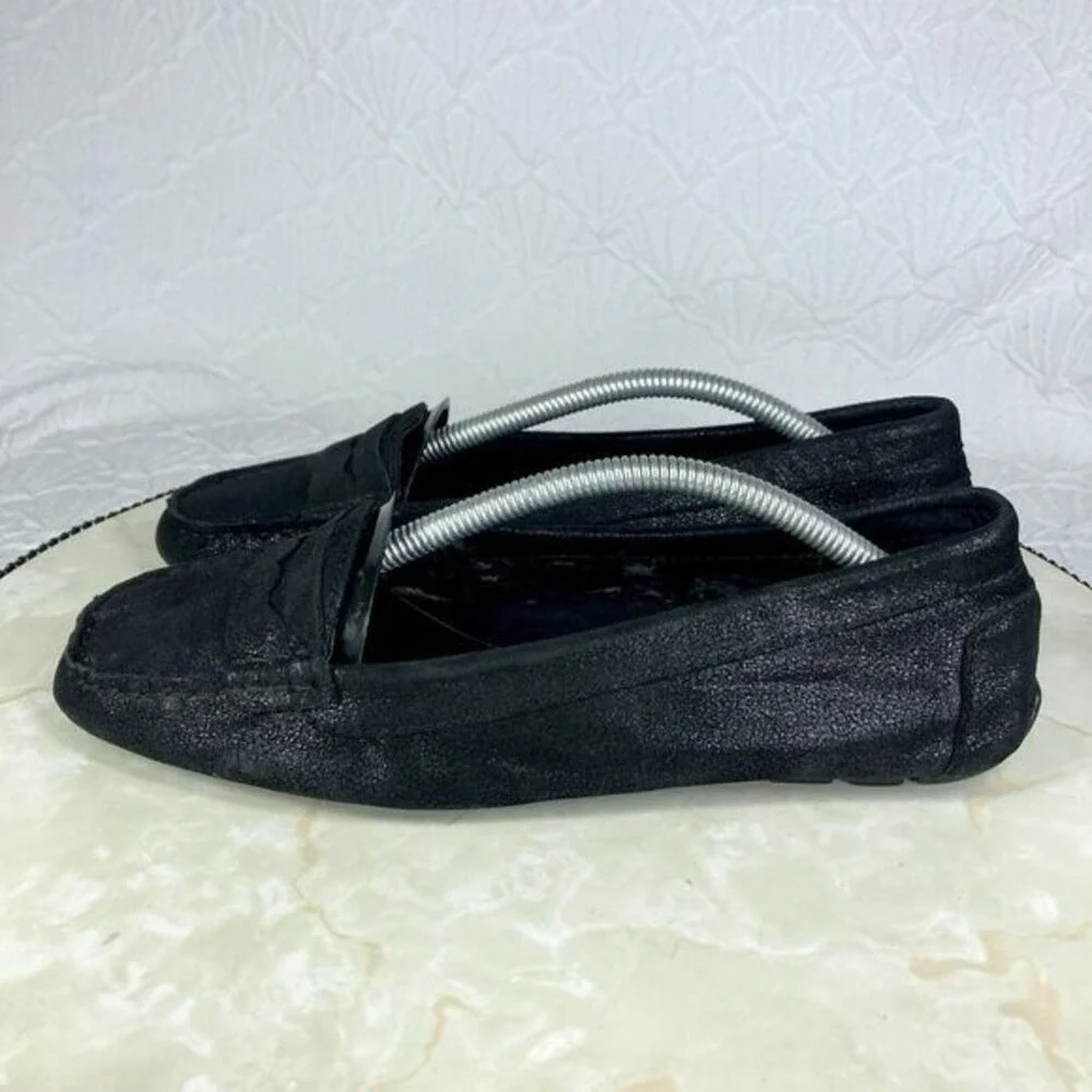 Lauren Ralph Lauren Penny Driving Loafers Womens 6.5 Black Shimmer Suede Shoes