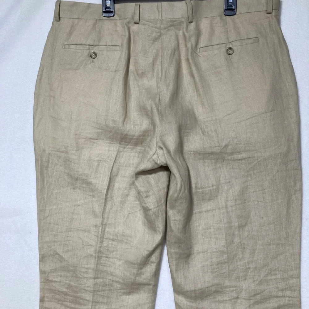 Pronto Uomo Platinum Mens Tan Beige 100% Linen Dress‎ Slacks Pants 40x32