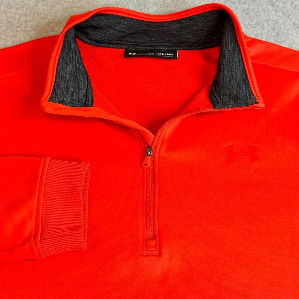 Under Armour Mens XXL ColdGear Quarter Zip Pullover Orange Fleece Jacket 7PJGC5K