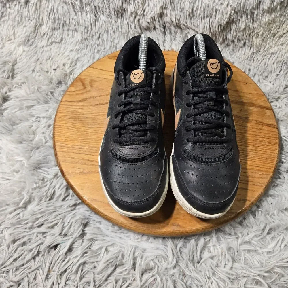 Nike Court Lite Athletic Sneakers Black Womens Size 9 Leather Mesh DV3279-001