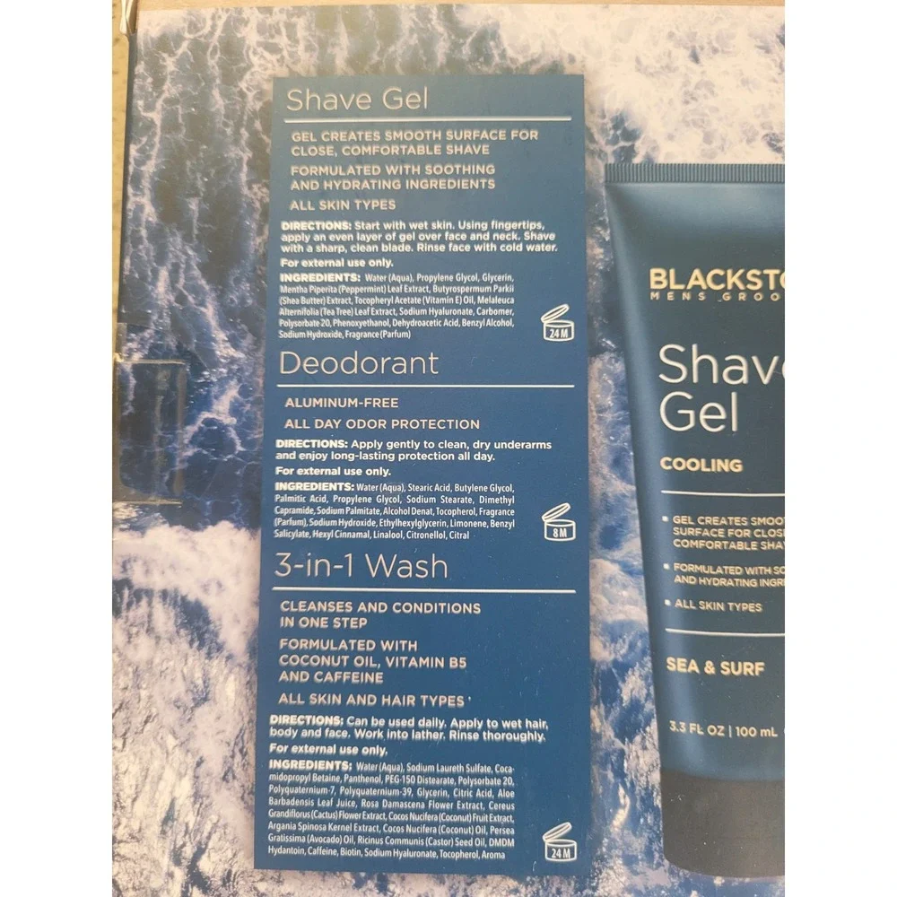 Blackstone Mens Sea & Surf Deluxe Trio Shave Gel Deodorant 3 In 1 Body Wash Set