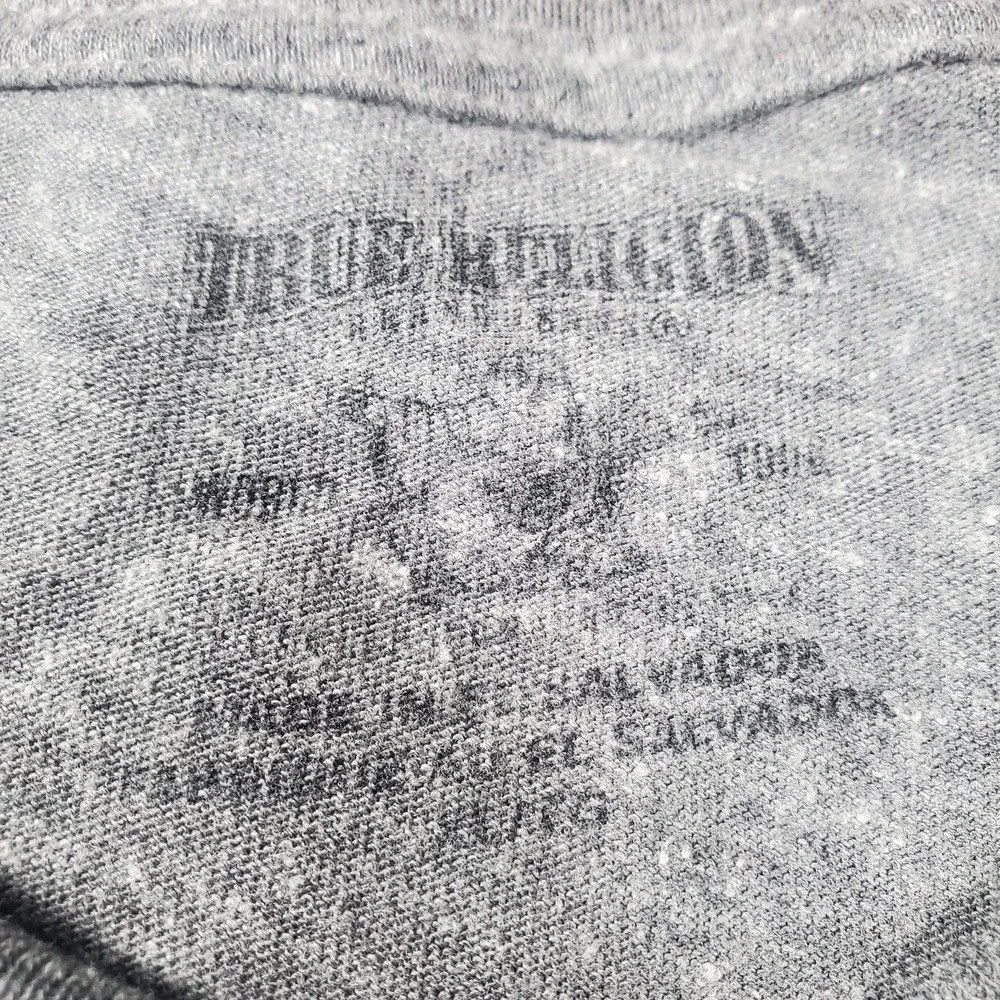 TRUE‎ RELIGION MENS VINTAGE T-SHIRT JERSEY SHORT SLEEVE CREW NECK GRAY SIZE XL