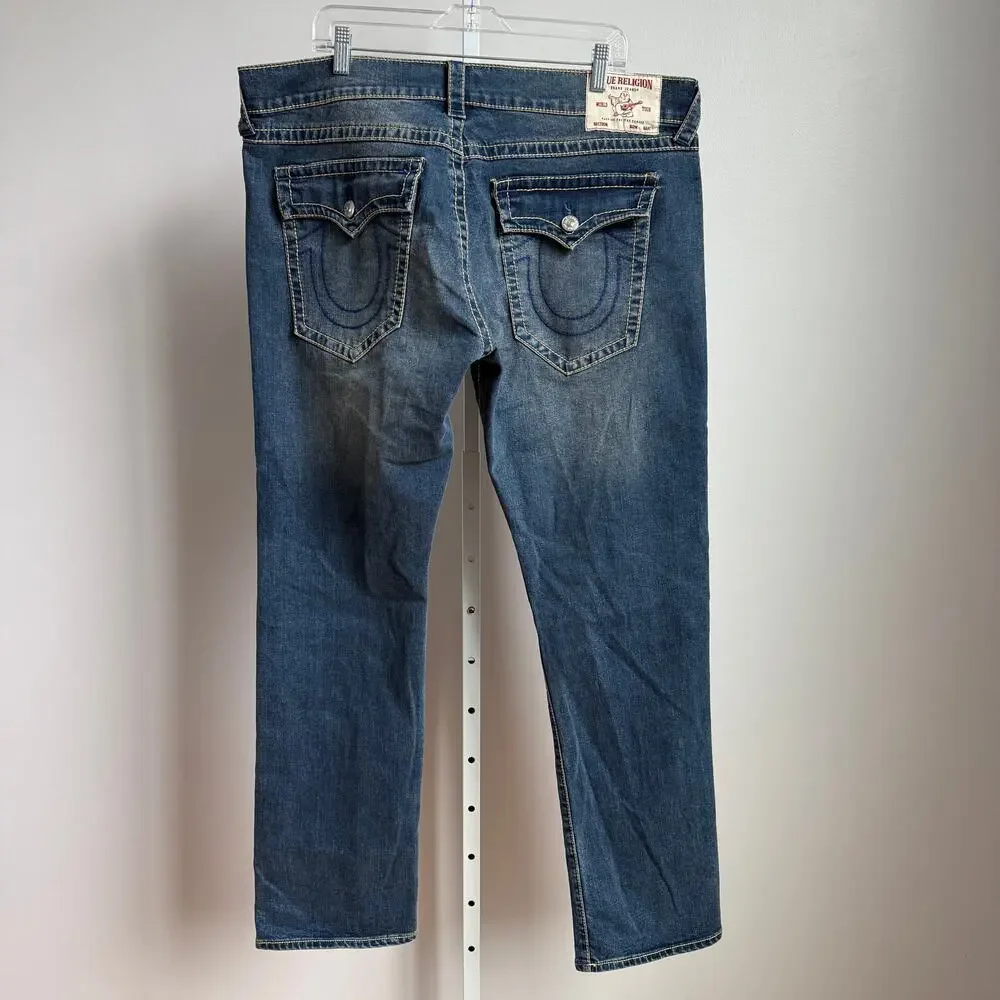 True Religion sz‎ 40 blue Ricky relaxed straight jeans