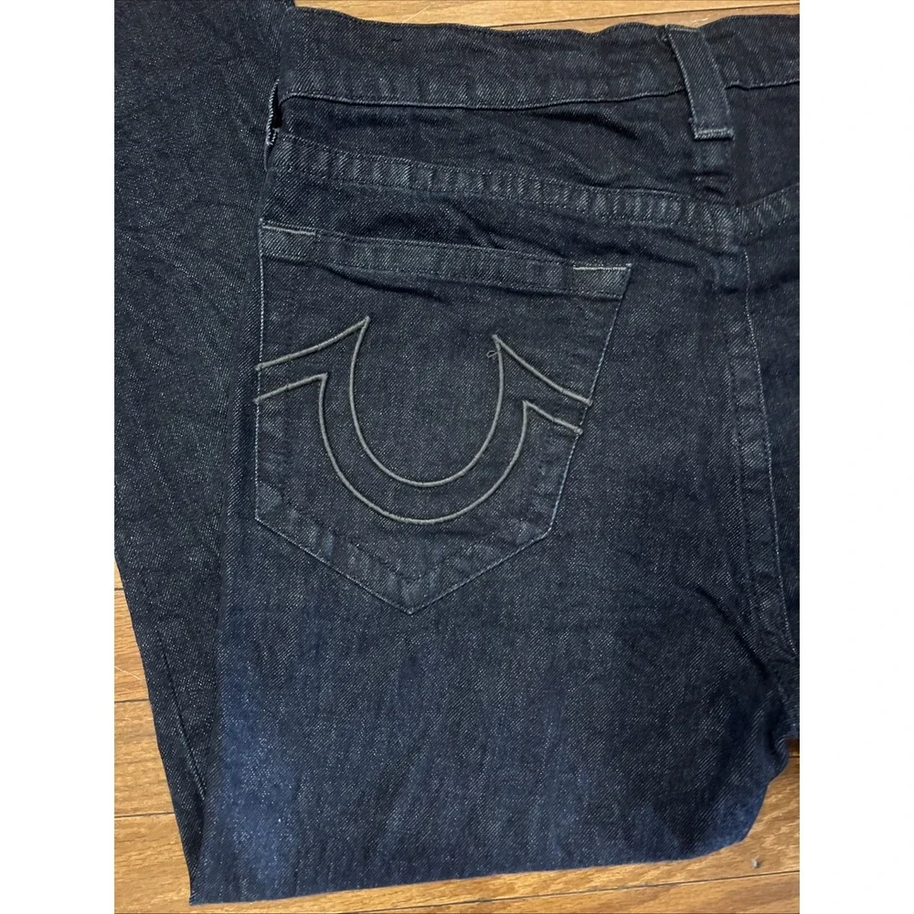 True Religion Manchester United Jack SE Jeans Mens 34x29 Dark Wash Red Stitch