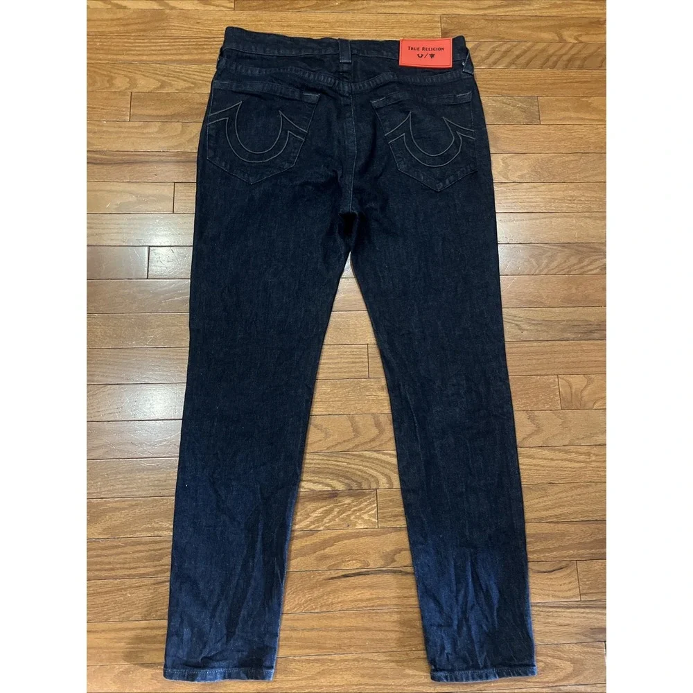 True Religion Manchester United Jack SE Jeans Mens 34x29 Dark Wash Red Stitch