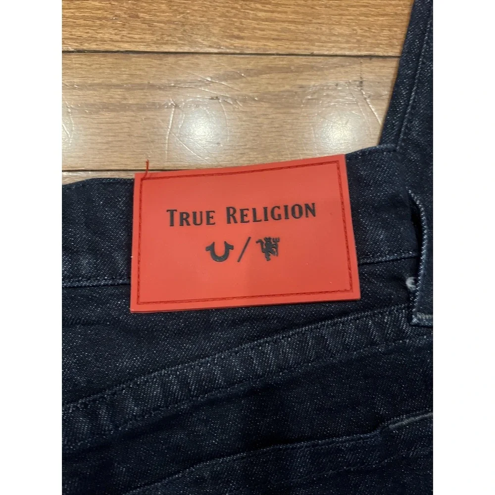 True Religion Manchester United Jack SE Jeans Mens 34x29 Dark Wash Red Stitch