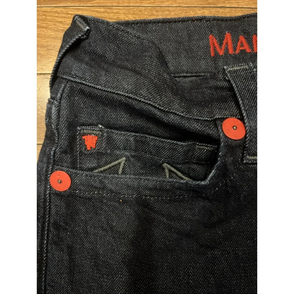 True Religion Manchester United Jack SE Jeans Mens 34x29 Dark Wash Red Stitch