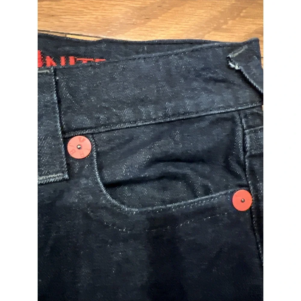 True Religion Manchester United Jack SE Jeans Mens 34x29 Dark Wash Red Stitch