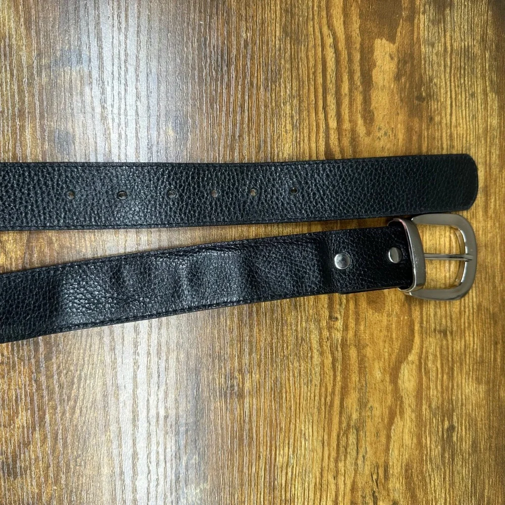 Atitlan Leather Mens Black Pebbled Leather Travel Money Belt Size 36 Hidden Zip