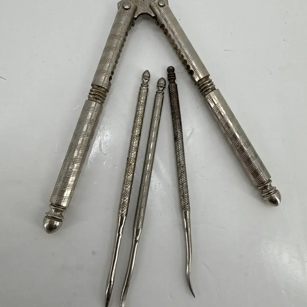 Vintage HMQ Nutcracker Metal Nut Picks Mid Century Holiday Entertaining Barware