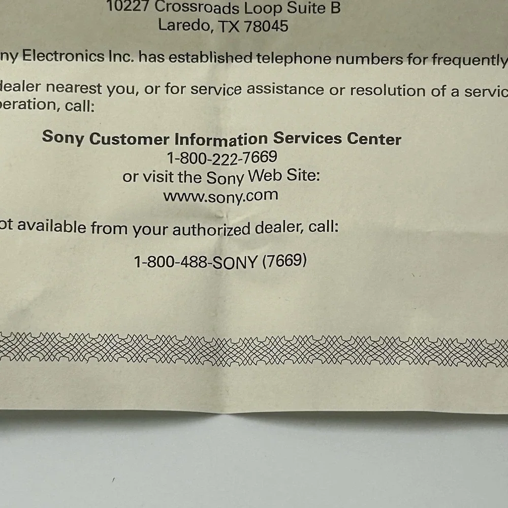 Sony Limited Warranty‎ Certificate for Portable Audio Devices 4-557-148-34
