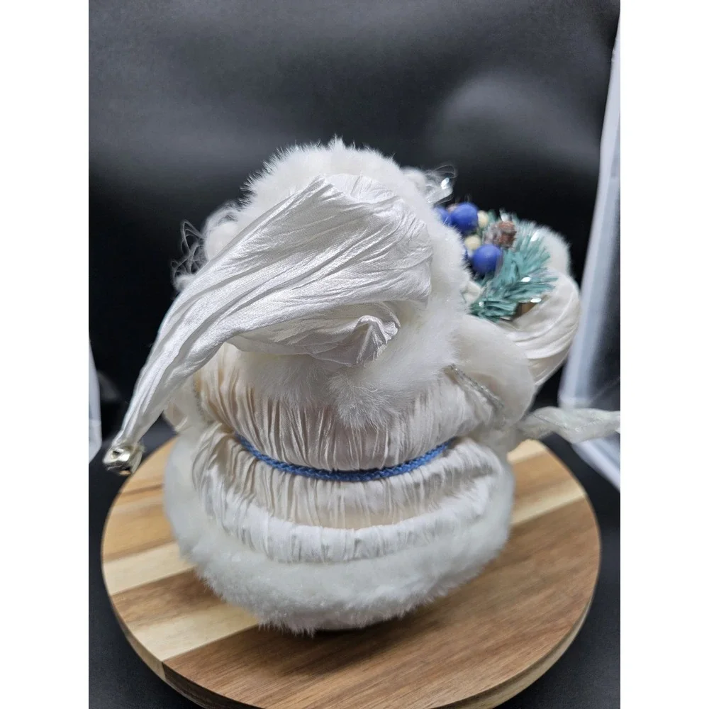 Vintage Santa Claus Shelf Sitter Figurine White &‎ Blue Christmas Décor