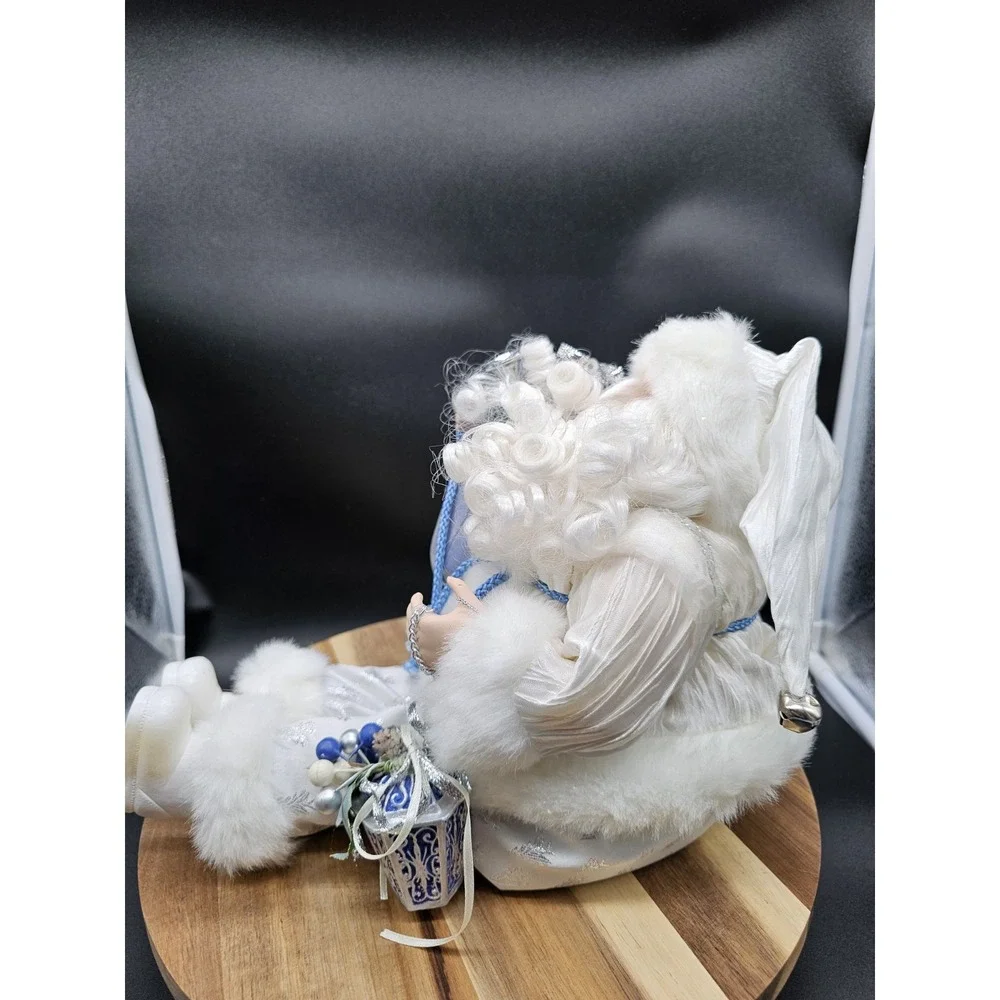 Vintage Santa Claus Shelf Sitter Figurine White &‎ Blue Christmas Décor