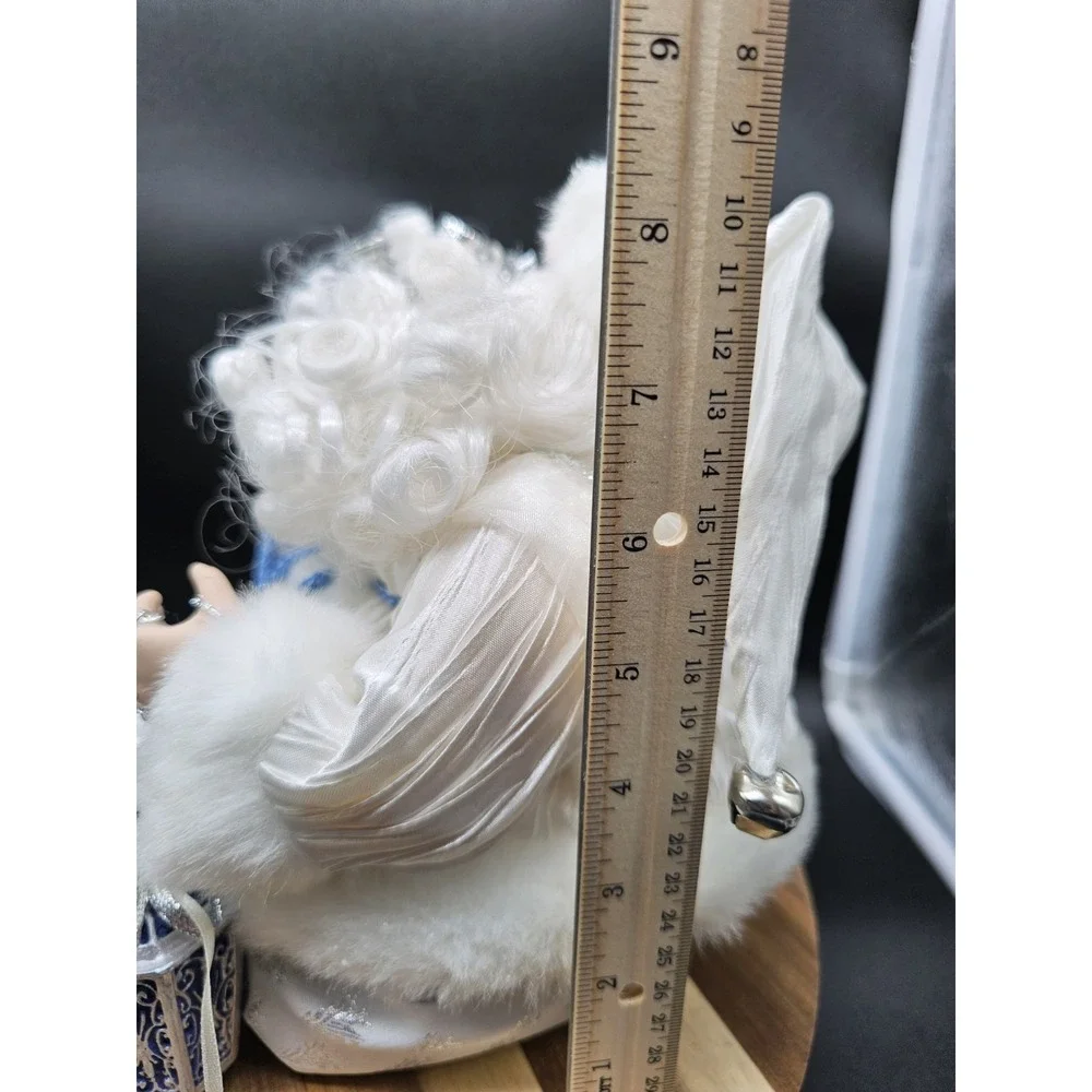 Vintage Santa Claus Shelf Sitter Figurine White &‎ Blue Christmas Décor