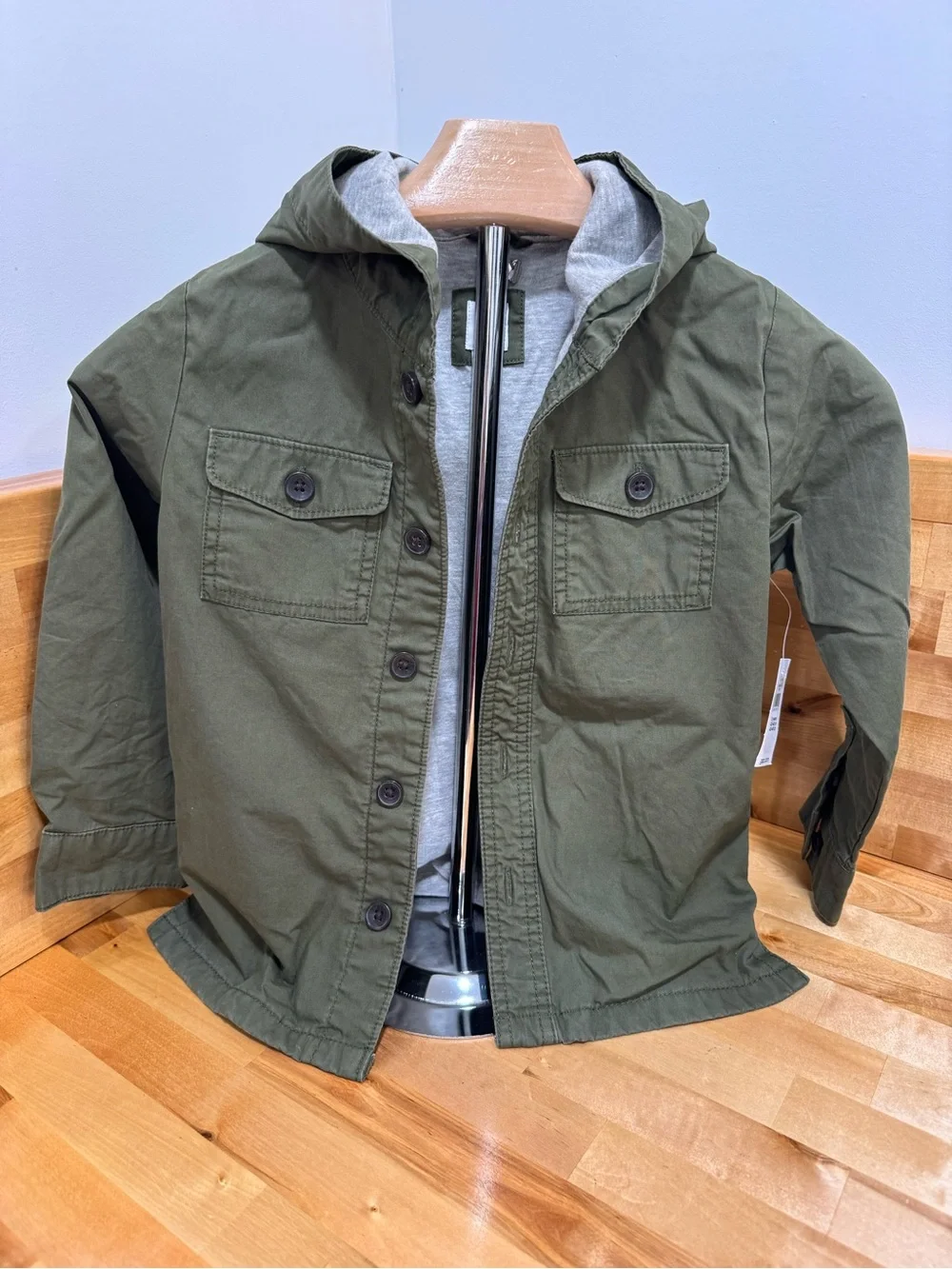 GAP Kids Unisex Olive Green Hooded Utility Jacket