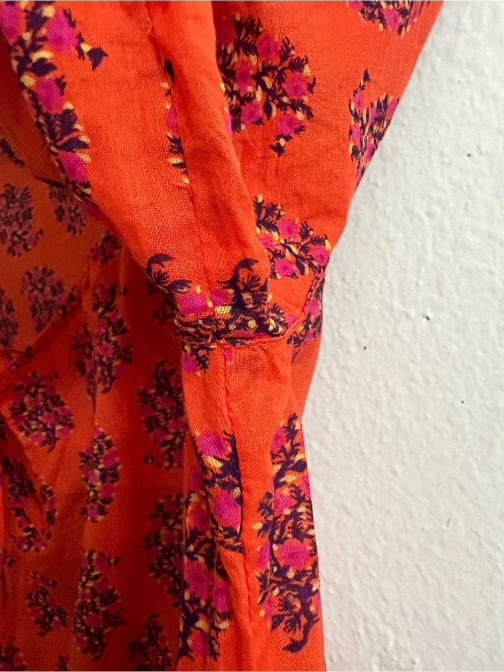 Tory Burch Bright Orange Floral Tie-Neck Blouse