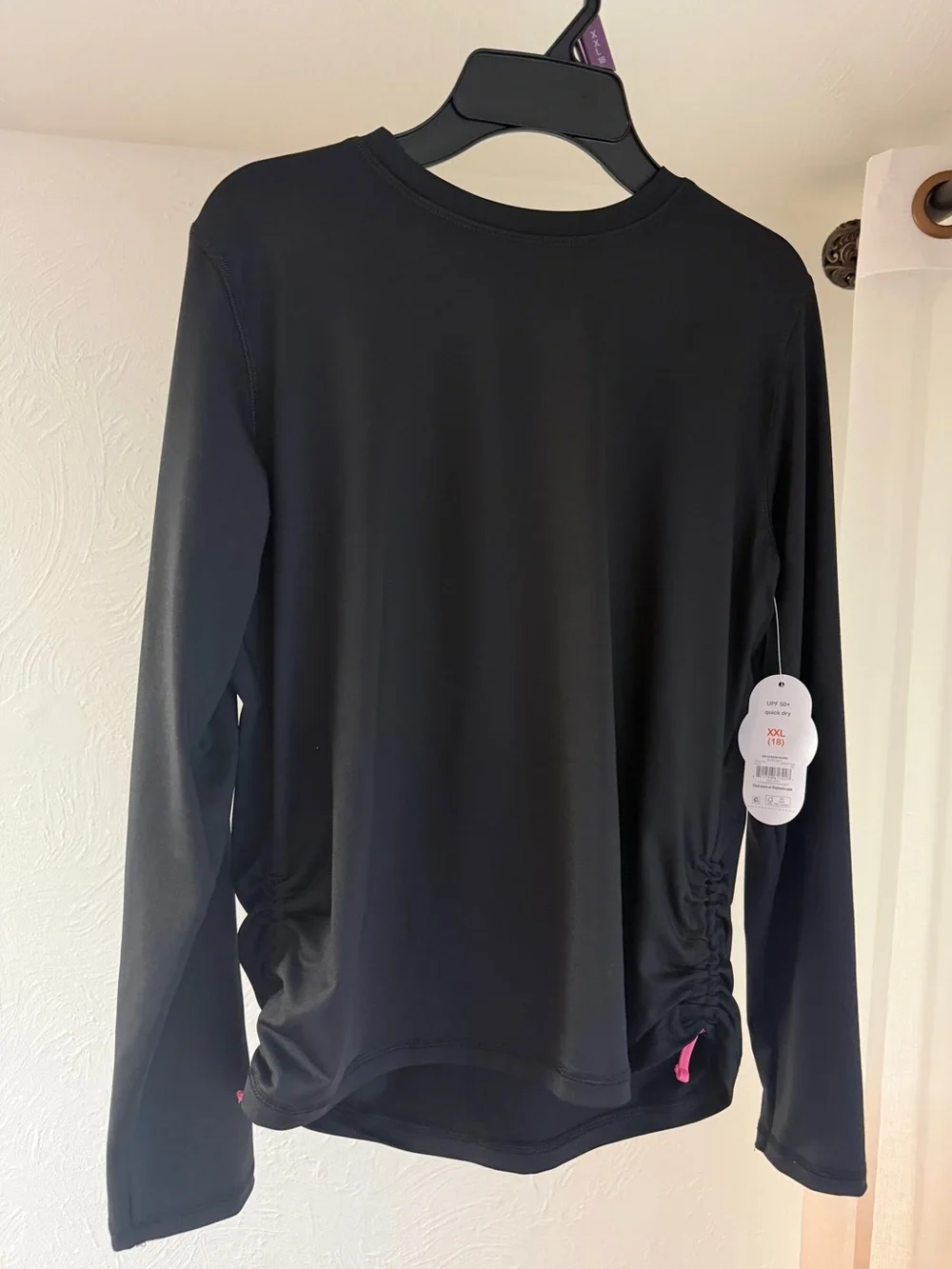 NWT Wonder Nation Girls Long Sleeve Rash Guard, UPF 50+ XXL(18) or Small Adult