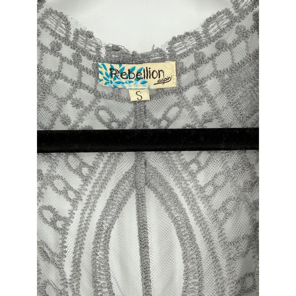 Fairy Festival Lace Embroidered‎ Cardigan Y2k Small Boho Mesh Sheer Duster Wome