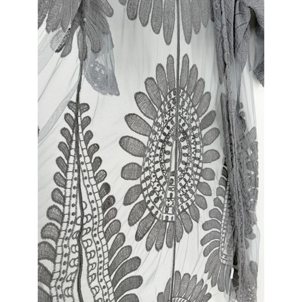 Fairy Festival Lace Embroidered‎ Cardigan Y2k Small Boho Mesh Sheer Duster Wome