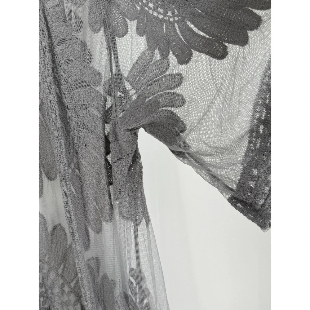 Fairy Festival Lace Embroidered‎ Cardigan Y2k Small Boho Mesh Sheer Duster Wome