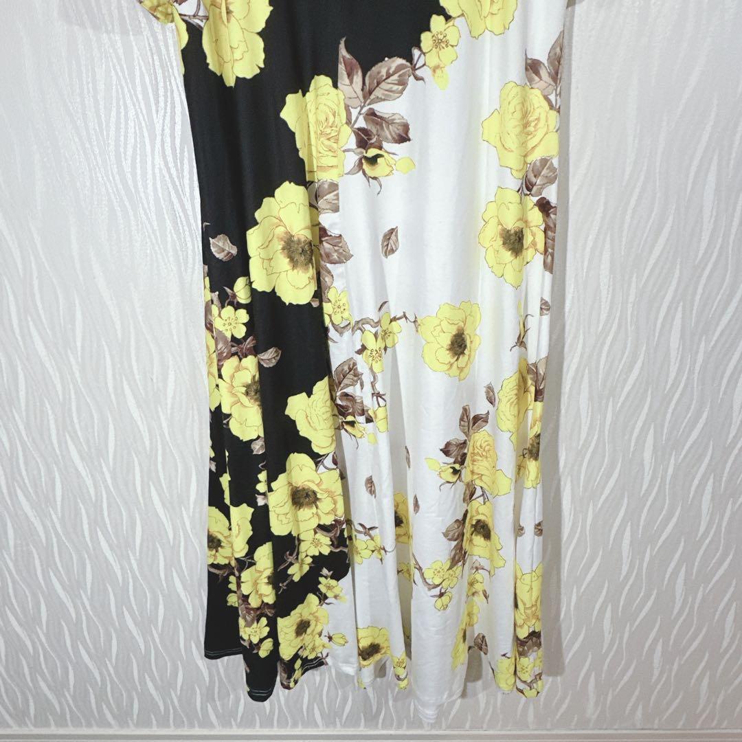 SHEIN CURVE Floral Print Dress, Short Sleeve, Flare, Two-Tone, Plus Size 1XL