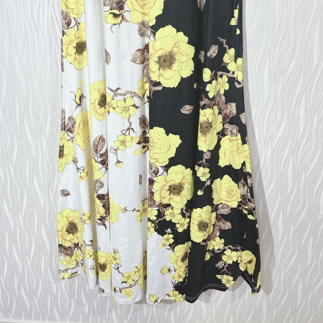 SHEIN CURVE Floral Print Dress, Short Sleeve, Flare, Two-Tone, Plus Size 1XL