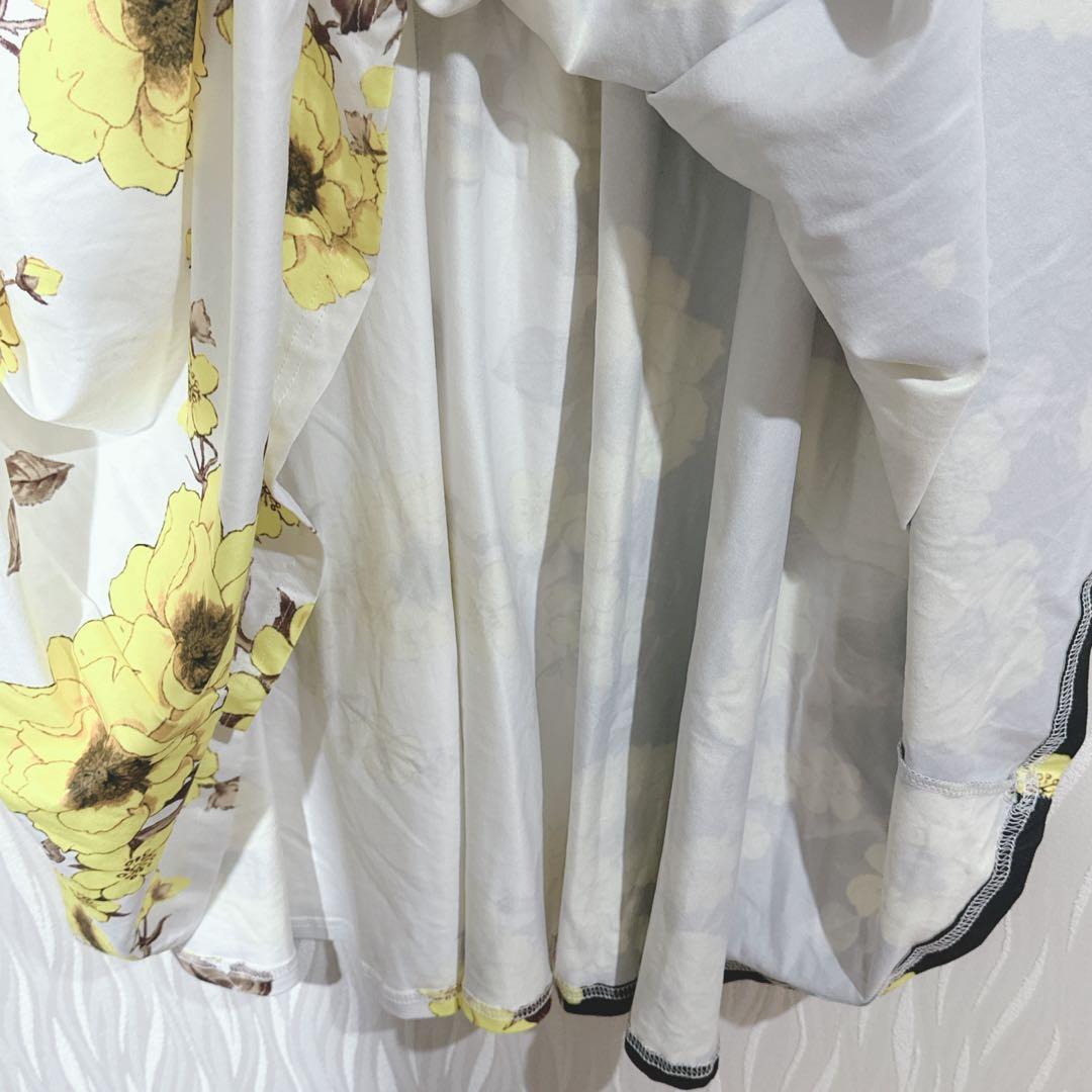 SHEIN CURVE Floral Print Dress, Short Sleeve, Flare, Two-Tone, Plus Size 1XL