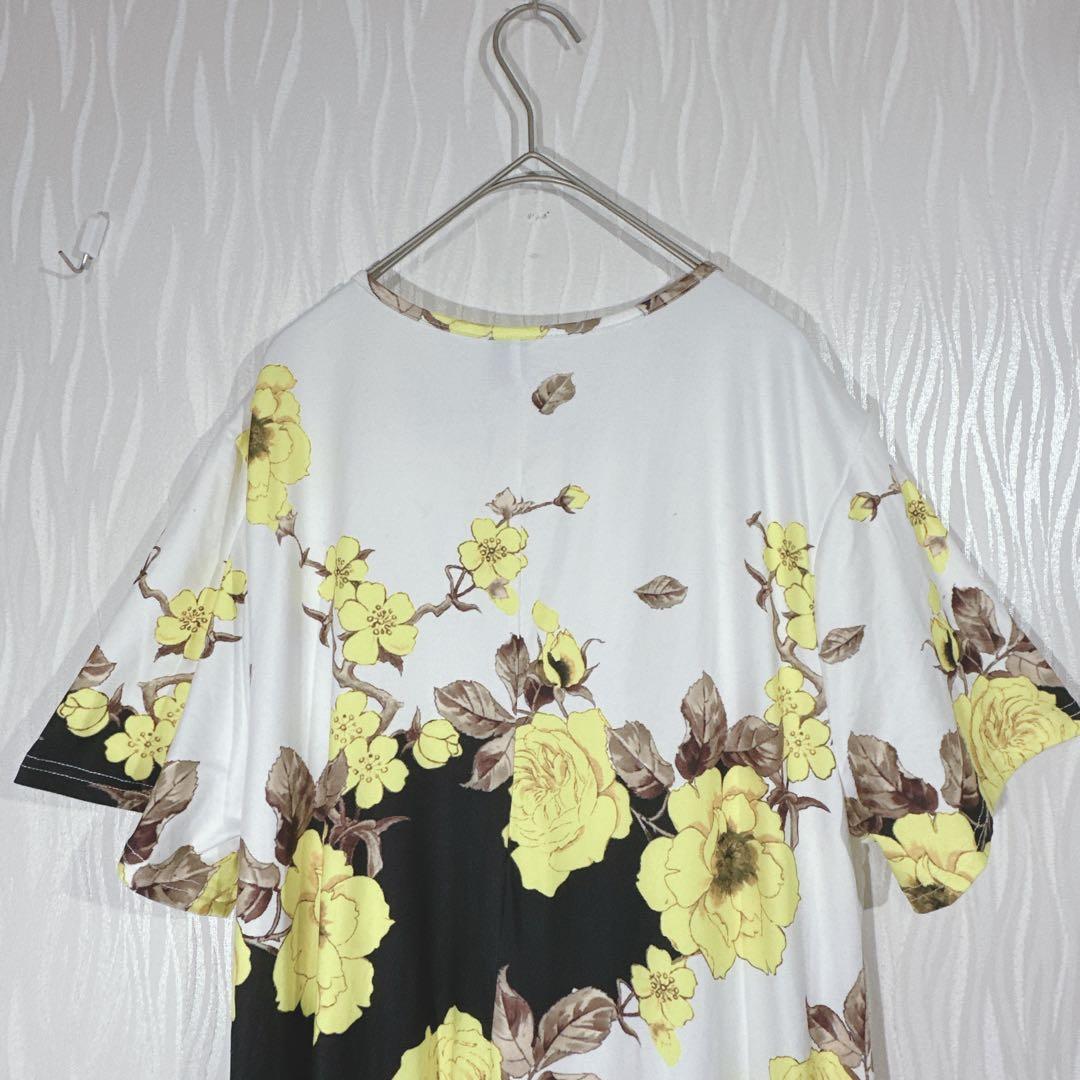 SHEIN CURVE Floral Print Dress, Short Sleeve, Flare, Two-Tone, Plus Size 1XL