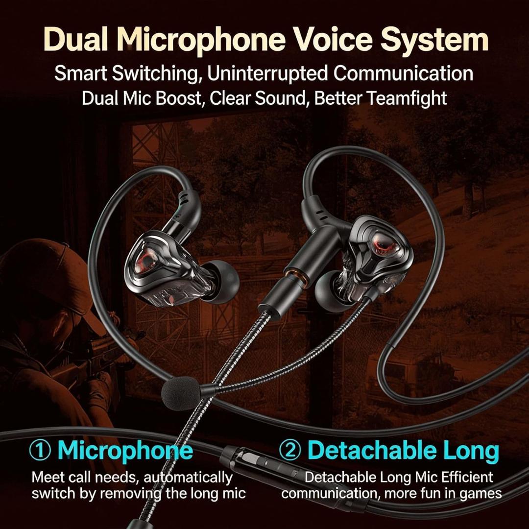 【Full Set】3.5mm Hi-Fi Gaming Headset with Microphone and Noise-Cancelling Earplugs