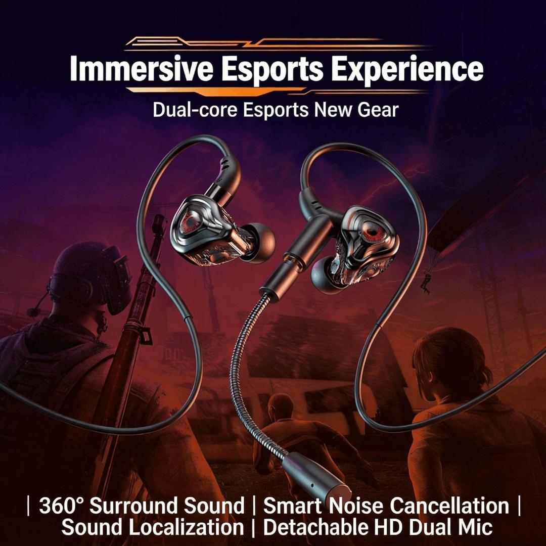 【Full Set】3.5mm Hi-Fi Gaming Headset with Microphone and Noise-Cancelling Earplugs