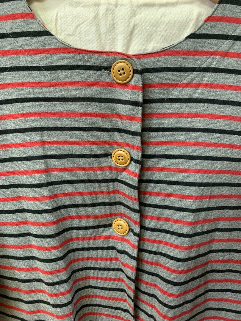Cardigan, 3/4 sleeve, striped, gray, natural, Mori Girl style