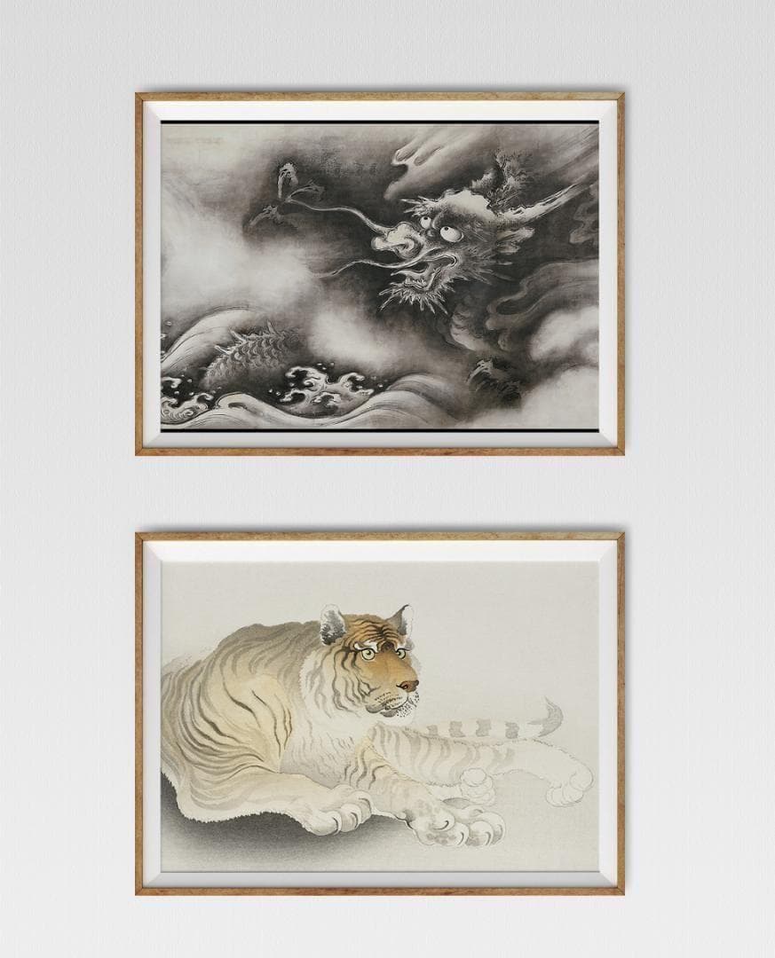 【NO.523】A4 Unryu (Cloud Dragon) Japanese Painting Art Poster, Zodiac Ink Wash Painting, Japanese Pattern, New Year's, Japanese Room Interior