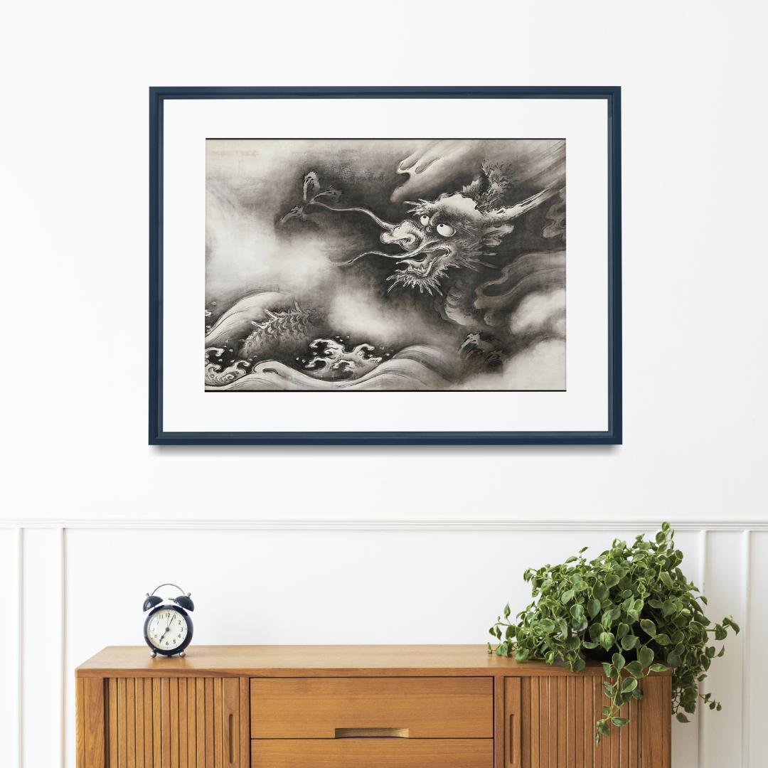 【NO.523】A4 Unryu (Cloud Dragon) Japanese Painting Art Poster, Zodiac Ink Wash Painting, Japanese Pattern, New Year's, Japanese Room Interior